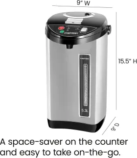 Chefman 073901036249 Electric Hot Water Pot Urn With Manual Dispense Buttons Safety Lock 5.3l