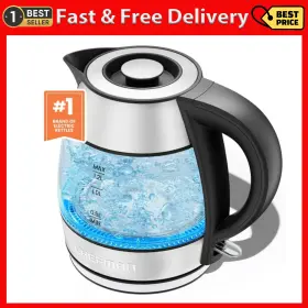 Chefman 313092857835 Rapid Boil 1.2l Electric Tea Kettle With Removable Lid - Stainless Steel