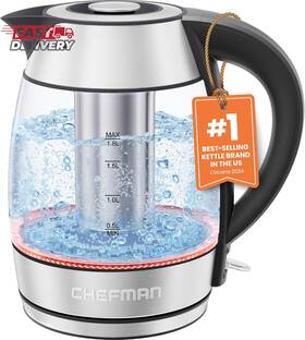 Chefman 313108759788 Glass Electric Kettle For Boiling Water 1.8l 1500w With Tea Infuser K