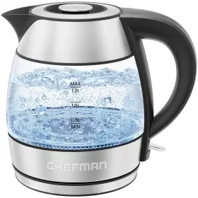 Chefman 611419975164 Stainless Steel Rapid Boil Glass Kettle 1.2 Liter