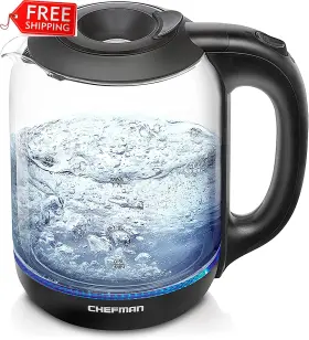 Chefman 711181867725 1.7 Liter Electric Kettle With Easy Fill Lid Cordless Removable Li