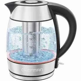 1500w Chefman 810087844035 1.8l Glass Electric Kettle With Tea Infuser Keep Warm Auto Sh