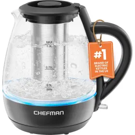 1500w Chefman 810087844844 Electric Kettle With Tea Infuser 1l Removable Lid For Easy Cleaning