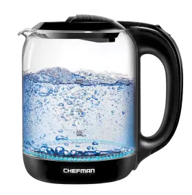 Chefman 816458023023 1.7 Liter Electric Glass Tea Kettle Fast Hot Water Boiler One Touch Operati
