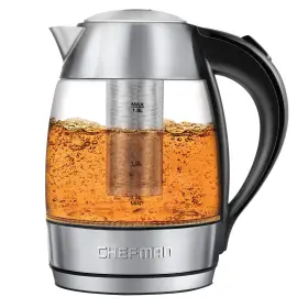 Chefman 816458024365 Electric Glass Kettle Fast Water Heater With Led Lights Auto Shutoff And Boil Dry