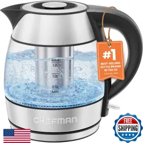 B0cdy28kdd Chefman 1.2l 1500w Electric Kettle With Tea Infuser Bpa-free Auto Shut-off