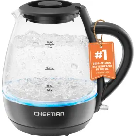 Rj11-10-gmrl-ds Chefman 1l Electric Glass Kettle With Led Indicator Light Automatic Shutoff - Black New
