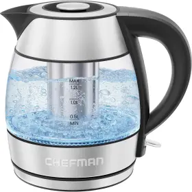 Rj11-12-ti Chefman Electric Kettle - 1.2l 1500w Hot Water Tea Pot With Infuser Bpa Fre