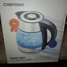 Rj11-12-wm-ds-1 Chefman Rapid Boil 1.2l Electric Tea Kettle With Removable Lid - Stainless Steel