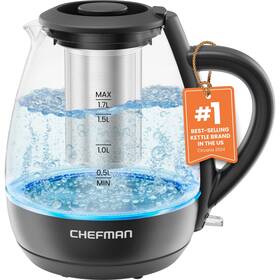 Chefman Rj11-17-gmrl-ti Electric Kettle With Tea Infuser 1.7l 1500w Removable Lid For Easy