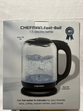Rj11-17-gopp-ds Chefman 1.7l Electric Glass Kettle With Led Indicator Light Automatic Shutoff New