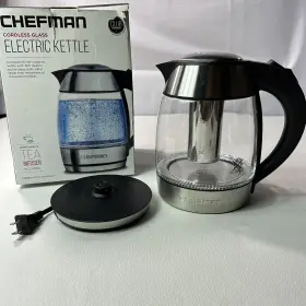 Rj11-17-tl Chefman 1.8l Cordless Glass Electric Kettle Stainless Steel Tea Infuser
