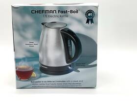 Chefman Rj11-17-v3-cp2 Fast Boil Electric Kettle 1.7l Stainless Steel New Open Box