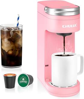 Chulux Cl-km807-p Slim Single Serve Coffee Maker For K Pods One Cup Salmon Pink