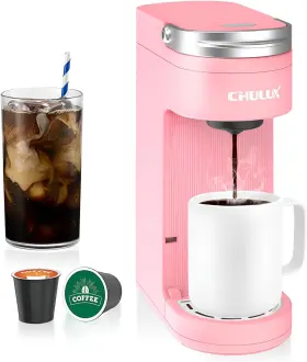 Cl-km807-p Chulux Slim Single Serve Coffee Maker For K Pods One Cup Salmon Pink