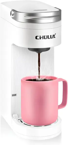 Lc-cm32807-pw Chulux Slim Single Serve Coffee Maker For K Cup Mini Travel One Pearl White