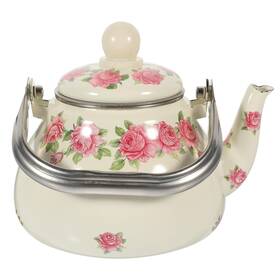 Ciieeo S29zsajt24ow9c16v Enamel Teapot 7.48 Inch Floral Water Kettle For Home Kitchen Use Japanese Sty