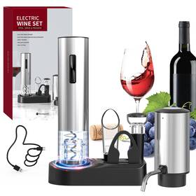 Circle Joy 372101 6-in-1 Electric Wine Opener Set Rechargeable Silver