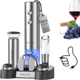 Circle Joy Cj-ekpq-tz01 Electric Wine Bottle Opener 8-in-1 Rechargeable Set - Silver
