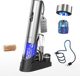 Circle Joy Cj-ekpq-tz06 Electric Wine 7-in-1 Set With Charging Base Stainless Steel