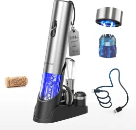 Cj-ekpq-tz06 Circle Joy Electric Wine 7-in-1 Set With Charging Base Stainless Steel