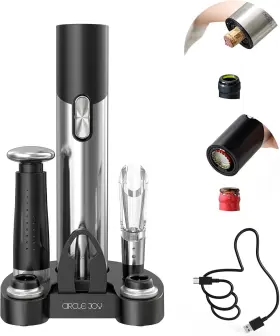 Cj-ekpq05 Circle Joy Electric Wine Opener Set Rechargeable Gift For And Beer