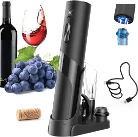 Kp-1127 Circle Joy Rechargeable Wine Opener 7-in-1 Set With Charging Base