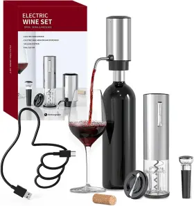 Sgs-kd-8 Circle Joy Electric Wine Opener Set 4-in-1 With Rechargeable Silver