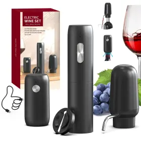 Sgs-kp3-372203a-sil Circle Joy Electric Wine Bottle Opener Set Pro 4-in-1 - Black Silver