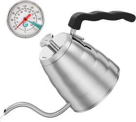 Coffee Gator Cominhkg089100 Gooseneck Kettle With Thermometer - 40oz Premium Stainless Steel Po