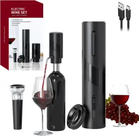 Sgs-kd-7 Cokunst Electric Wine Opener Set Usb Rechargeable Bottle Black