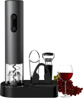 Vbgs-kb1-602303sl Cokunst Electric Wine Opener 4-in-1 Bottle Set With Space Gray
