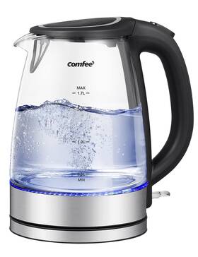 Comfee B0bck48dxy Comfeeft 1.7l Glass Electric Tea Kettle Hot Water Boiler 1500w Auto Shut-off