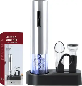 Kpqy-01 Coocake Electric Wine Opener Set Rechargeable Cordless Automatic Bottle Silver