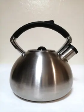 5228575 Copco New Brushed Stainless Steel Whistling Tea Kettle Black Handle