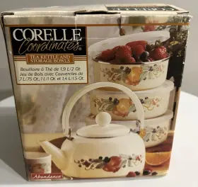 5990924 Corelle Vintage - Abundance Kettle And 3 Storage Bowls All With Lids