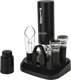 Cor-cvn1200 Cork & Vine And Rechargeable 7-piece Wine Set Electric Black