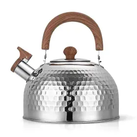 Covra 733034599607 Tea Kettle Food Grade Stainless Steel With Wood Pattern Folding Handle Whistl