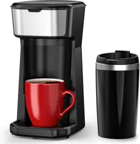 Cm3739 Cowsar Personal Single Serve Coffee Maker - Quick Brew With Grounds And Tea Black