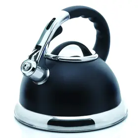 Creative Home 736105770325 Camille Stainless Steel Whistling Tea Kettle 3-quart Opaque Black