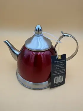 Creative Home 736105770523 Nobili-tea 1.0 Quart Stainless Steel Tea Kettle Cranberry Red Nwt