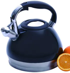 Creative Home 736105770578 Triumph Stainless Steel Whistling Tea Kettle 3.5 Quart Black