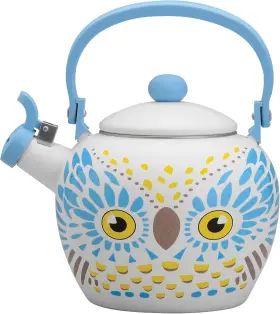 Creative Housewares 795110715226 Supreme Enameled Steel 2.1 Quart Owl Design Stovetop Kettle New