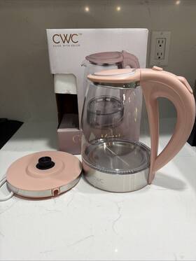 Cwc 192598053893 1.7l Glass Electric Kettle 1200w Auto Shut-off Bpa-free Boil-dry Safe