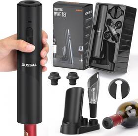 D Dussal Dskp001 Electric Wine Opener Set Automatic Bottle Openers 2-in-1 Aerator Black