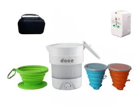 Dace 897059695426 Portable Foldable Electric Travel Kettle 800ml/27oz White With Two Folding