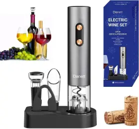 Kb1-602303al Danett Automatic Electric Wine Opener Gift Set 5in1 Gray