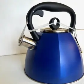 David Burke 7391922114577 Blue Teapot Kettle Stainless Whistle Steel Ergonomic 2.5 Qt