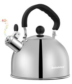 Dclobtop 752700021495 Tea Kettle For Stove Top Stainless Steel 2 Quart Camping Audible Whistle