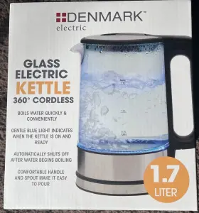 Sa-a1640 Denmark Electric Glass Kettle 360 Degree Cordless 1.7 Liter